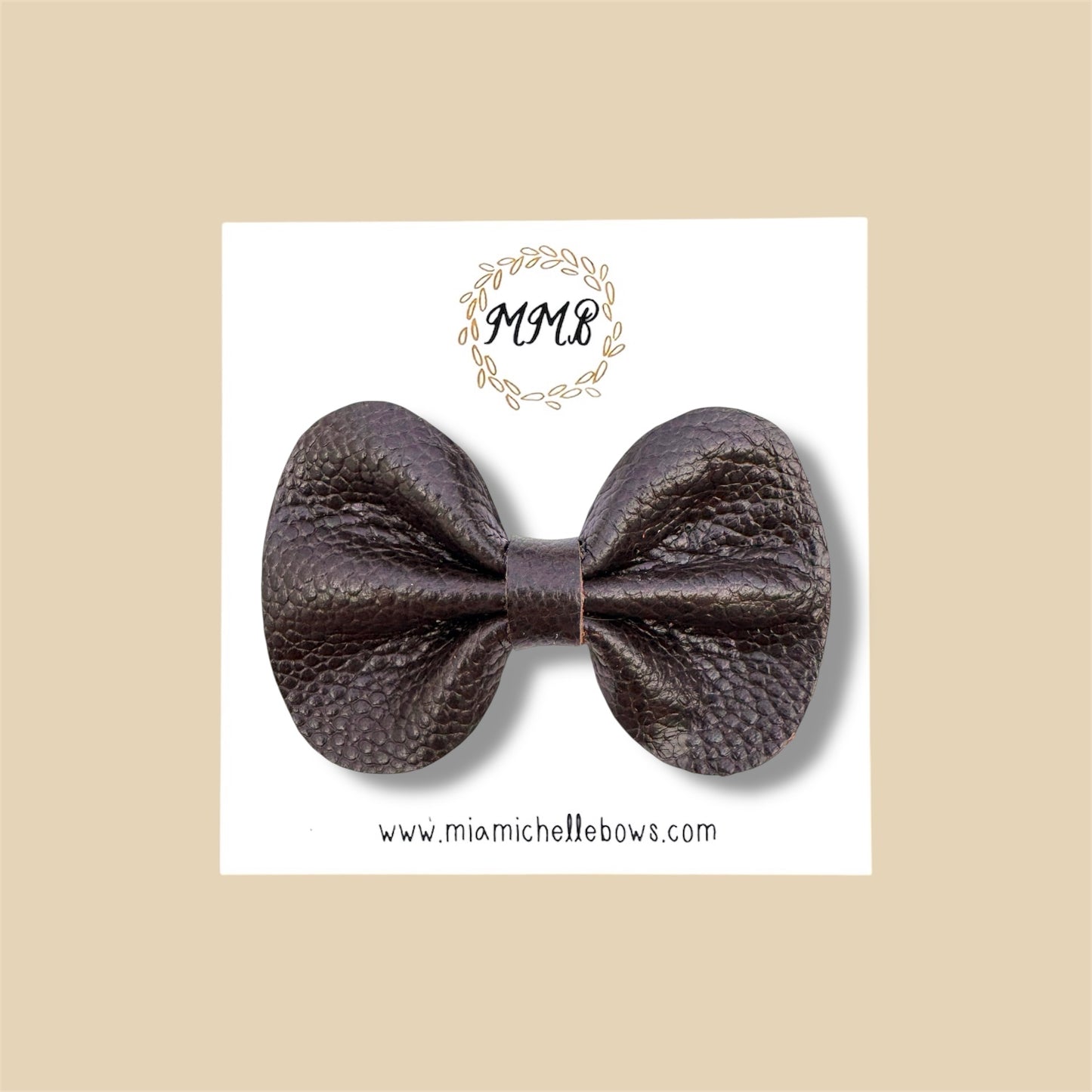 Dark Brown Genuine Leather Bow