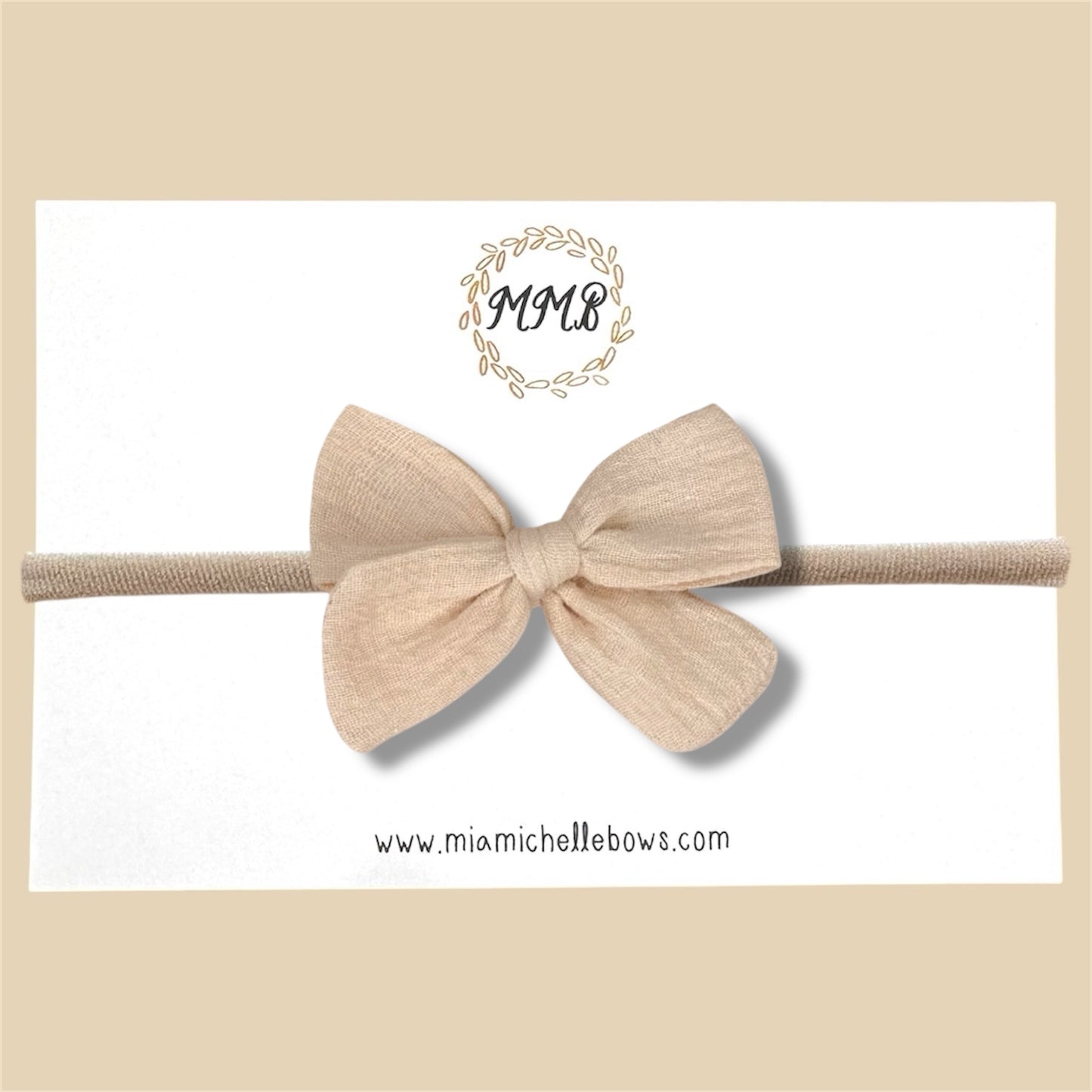 Hand-tied Gauze Bow in Tan