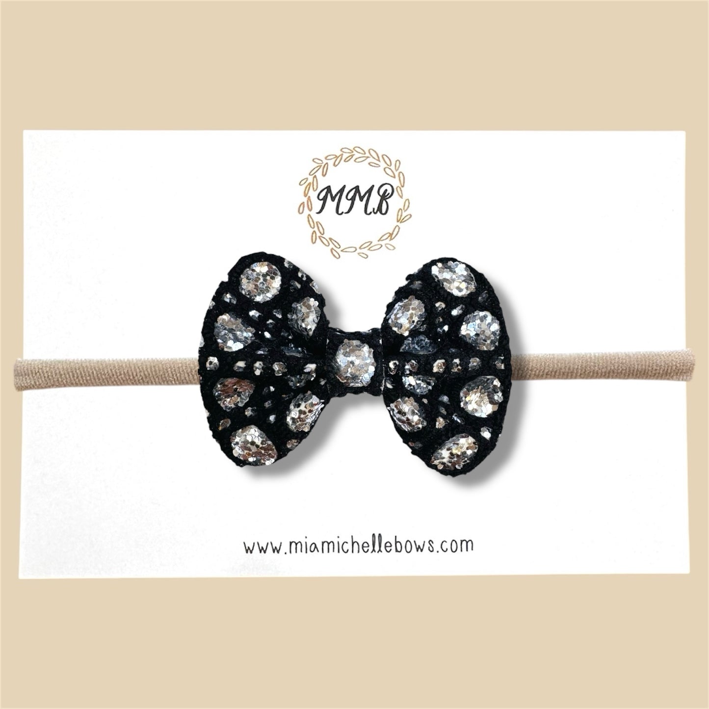 Black Dot Glitter Bow