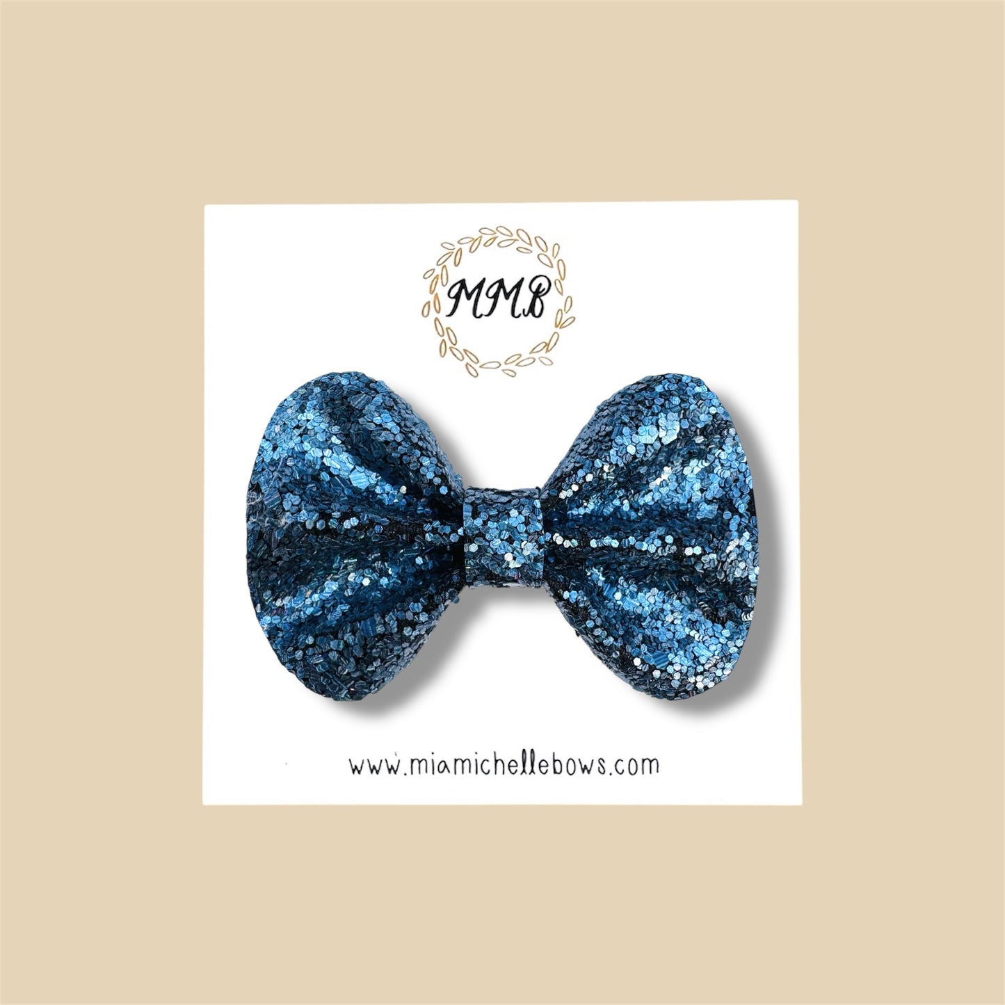 Denim Blue Glitter Bow