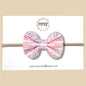 Pink Striped Genuine Leather Bow