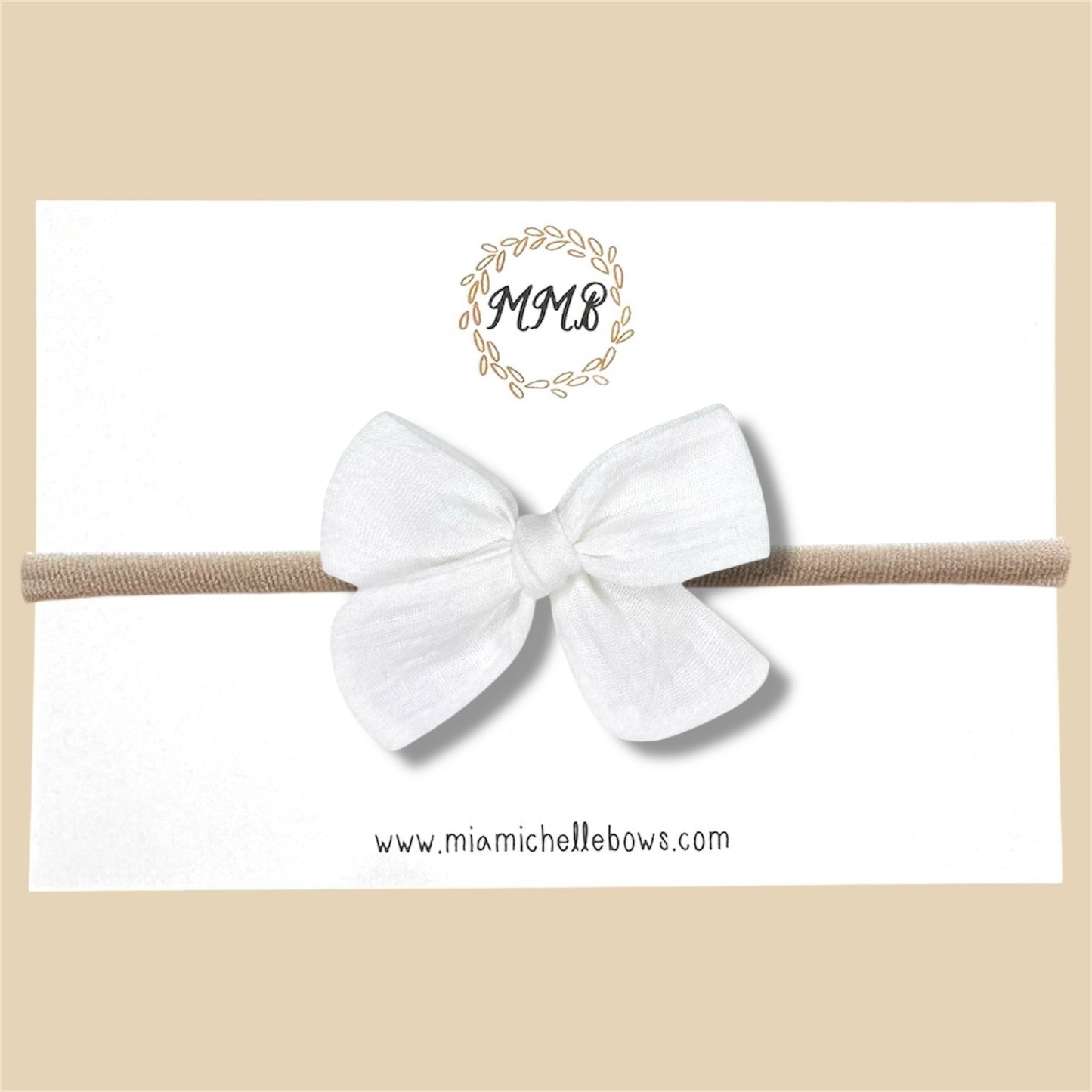 Hand-tied Gauze Bow in White