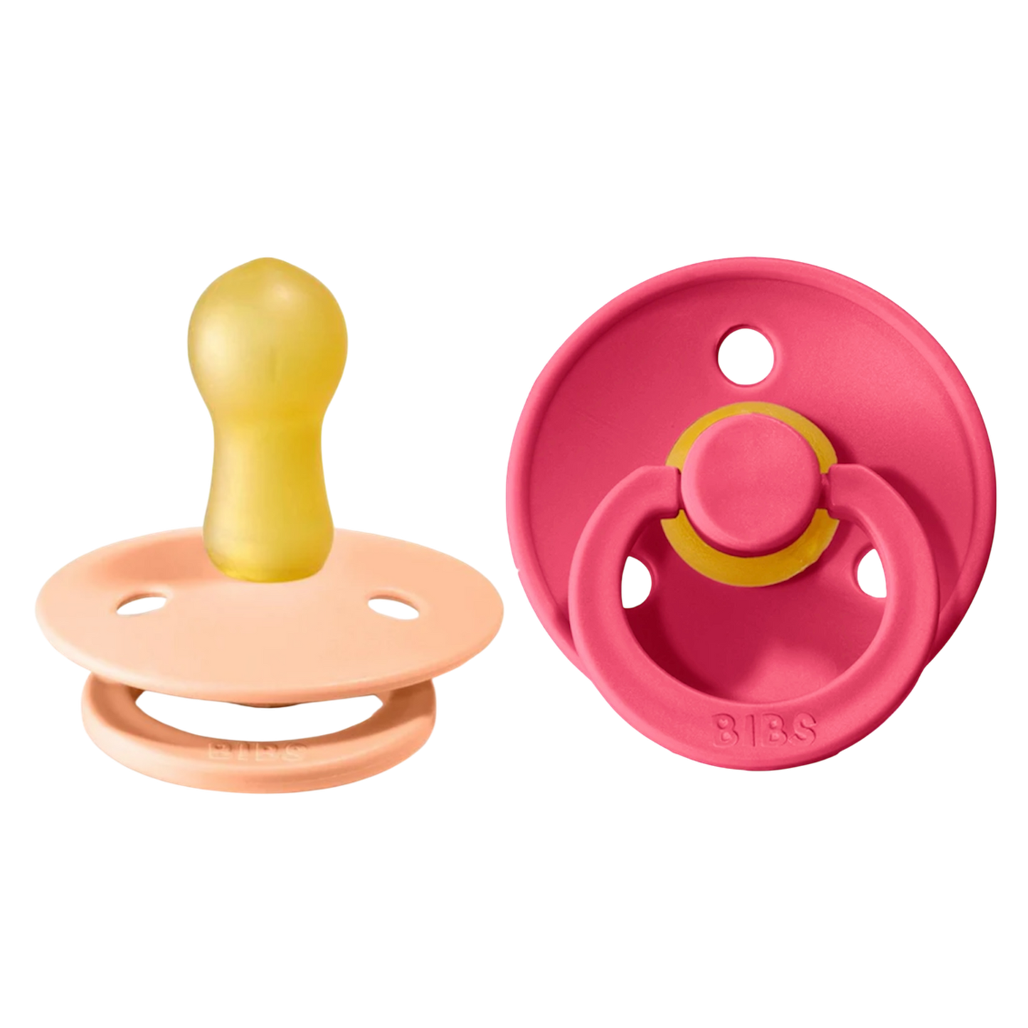 Bibs Colour Pacifier 2 Pack—Peach Sunset & Coral