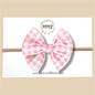 Peachy Pink Gingham Fairytale Bow