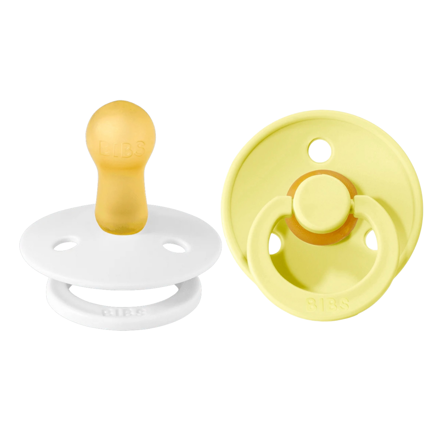 Bibs Colour Pacifier 2 Pack—White & Sunshine