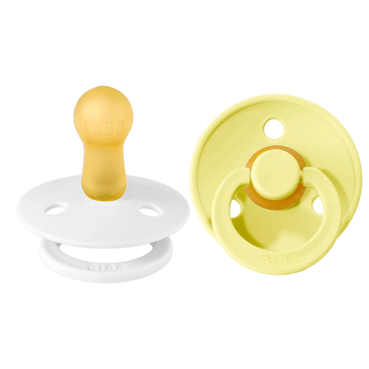 Bibs Colour Pacifier 2 Pack—White & Sunshine