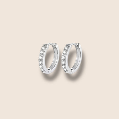 Silver CZ Huggie Hoops