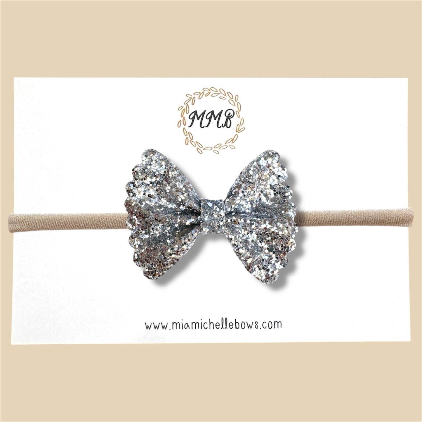 Silver Scalloped Glitter Bow