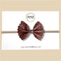 Brown & Gold Scalloped Vegan Leather Bow
