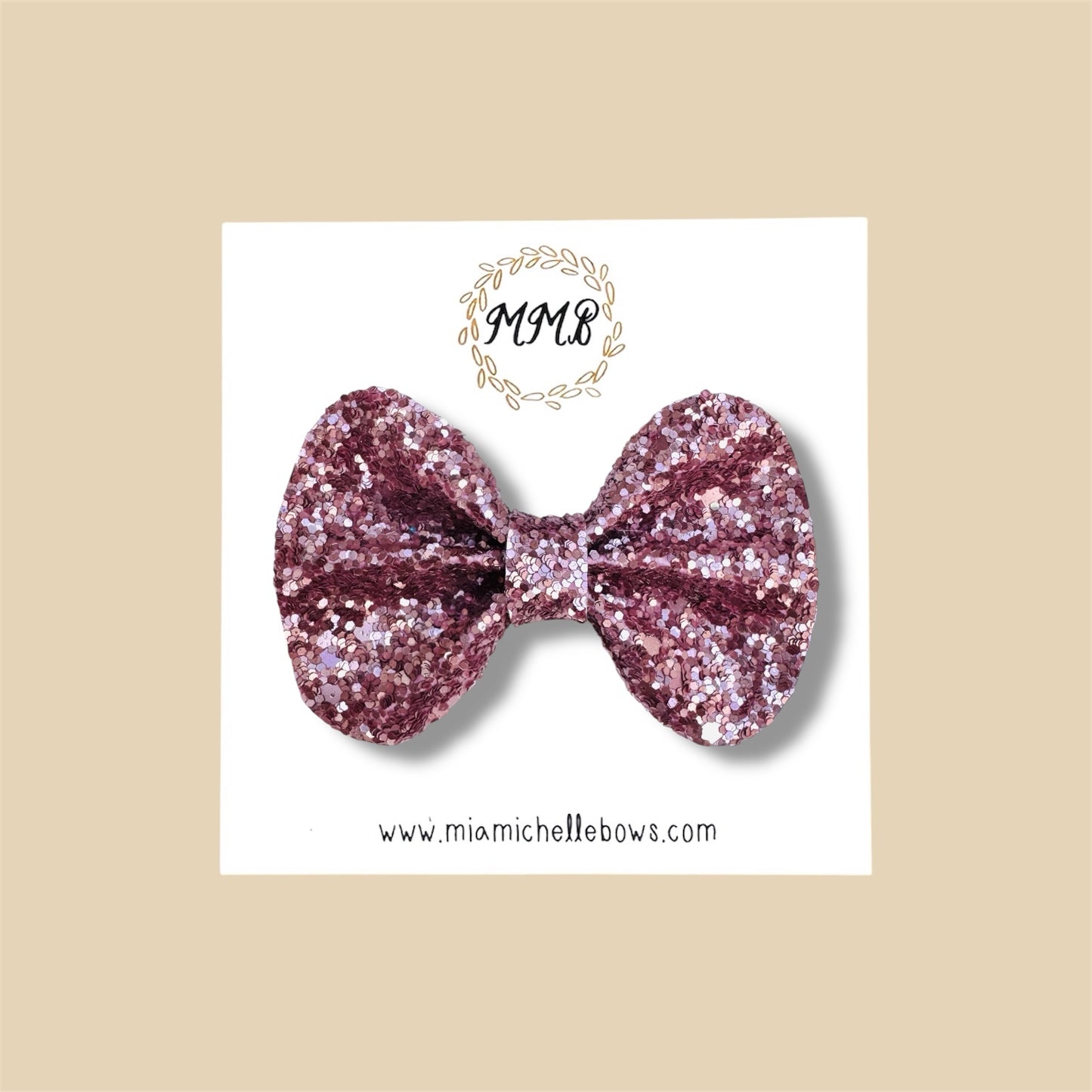 Metallic Blush Glitter Bow