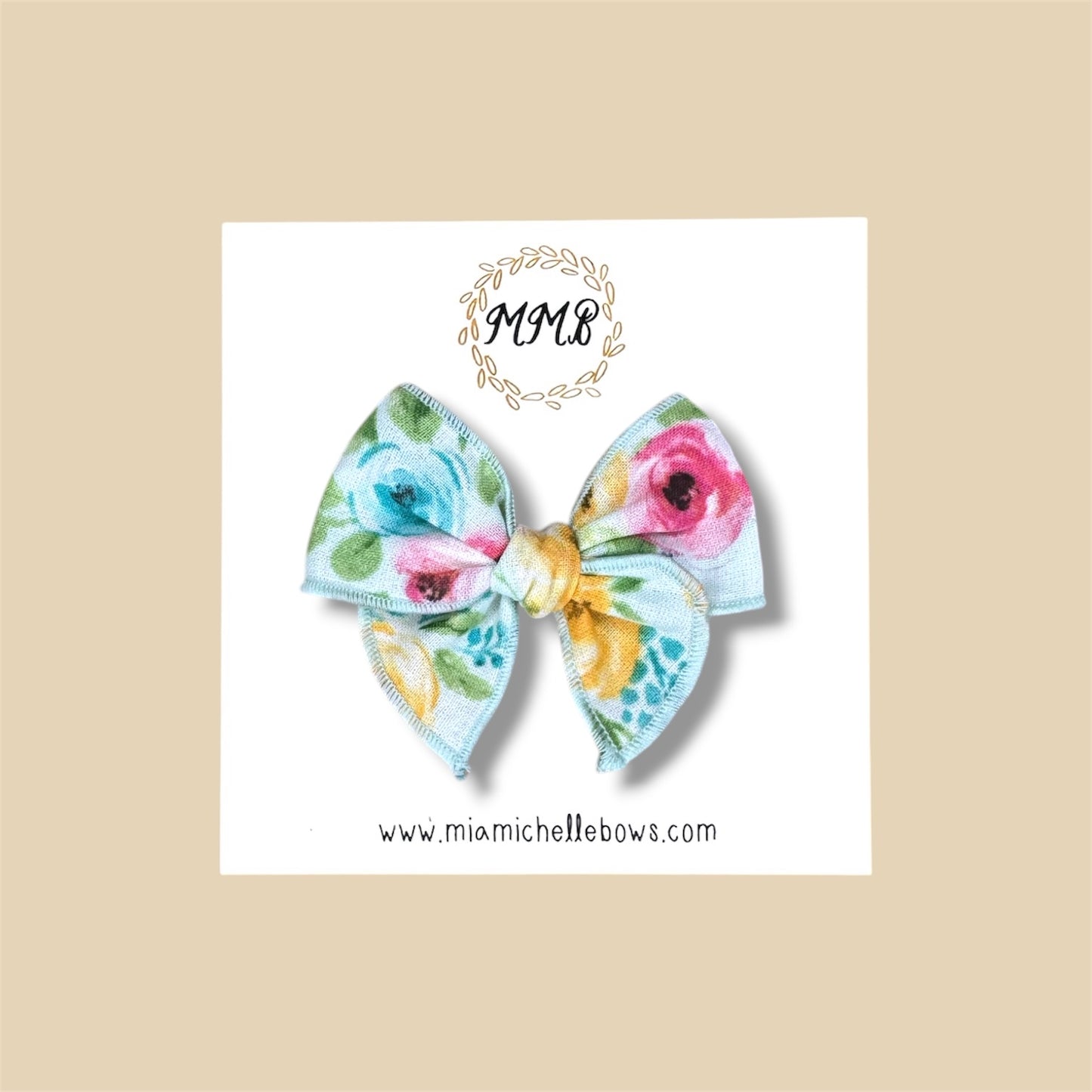 Seafoam Floral Fairytale Bow