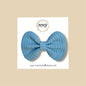 Bright Blue Basketweave Genuine Leather Bow