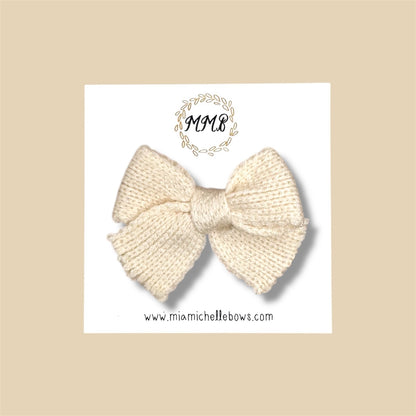 Mini Knit Sweater Bow Clips