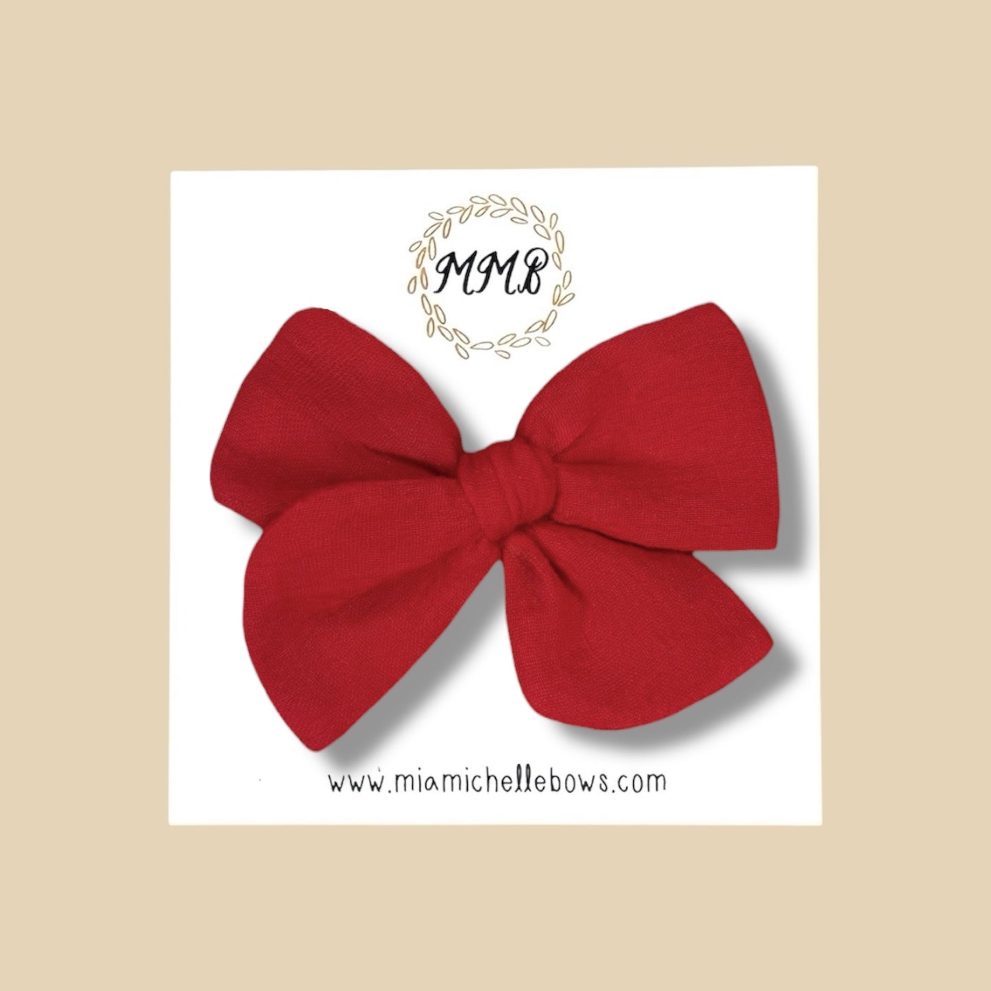 Hand-tied Gauze Bow in Red