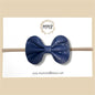 Dark Navy Blue Pebbled Genuine Leather Bow