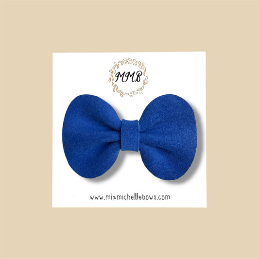 Blue Suede Genuine Leather Bow