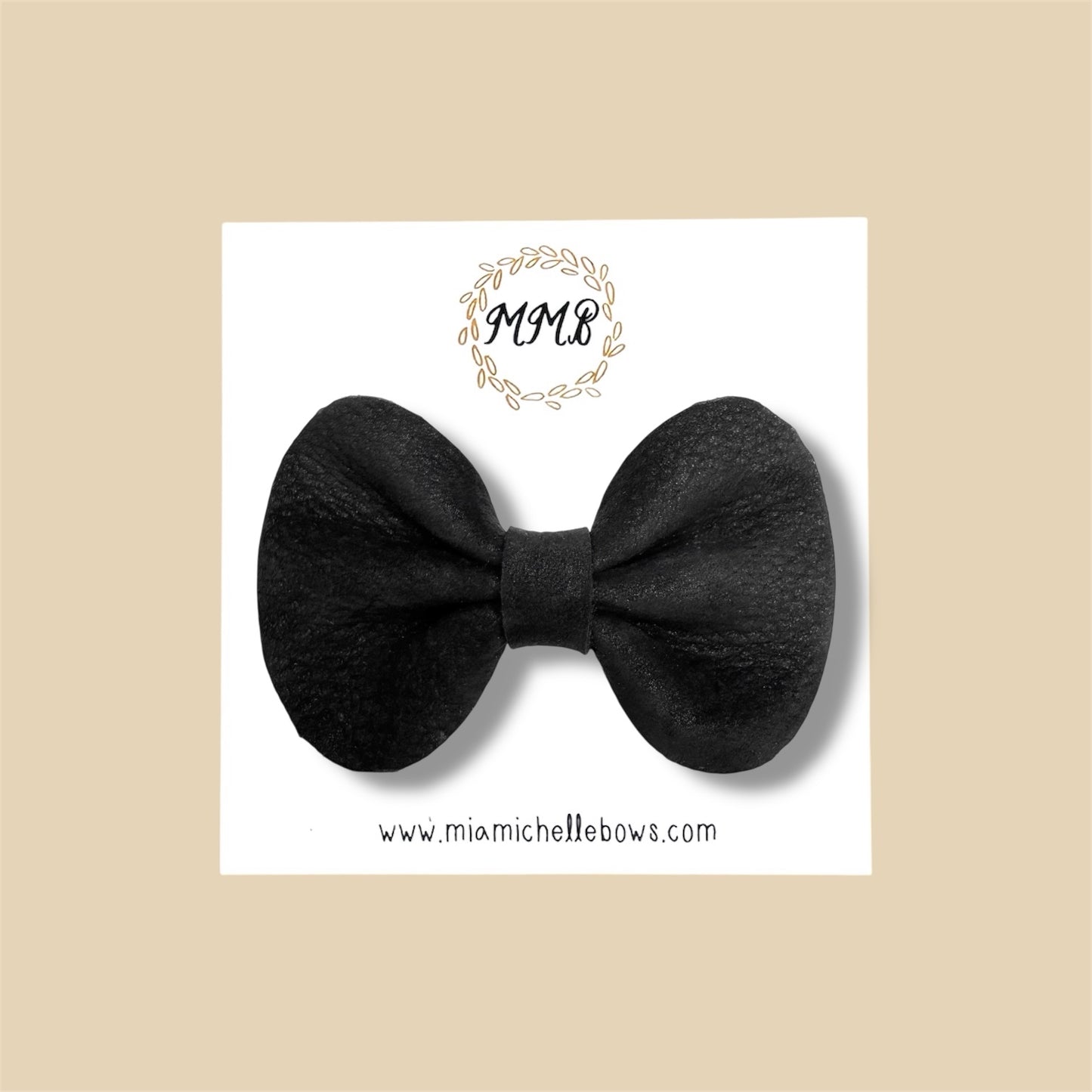 Matte Black Genuine Leather Bow