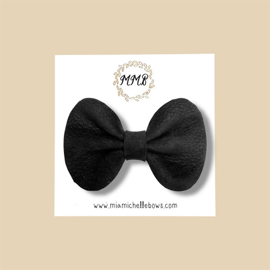 Matte Black Genuine Leather Bow
