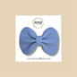 Steel Blue Pebbled Genuine Leather Bow