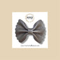 Dark Greige Scalloped Genuine Leather Bow