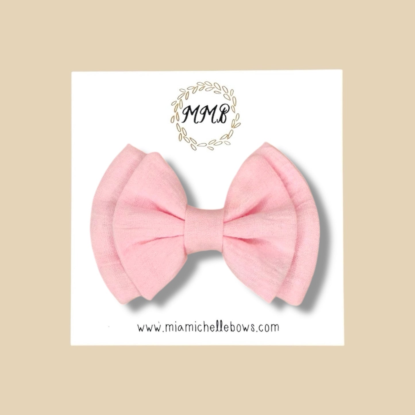Double Layer Gauze Bow in Pink