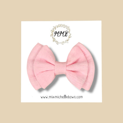 Double Layer Gauze Bow in Pink