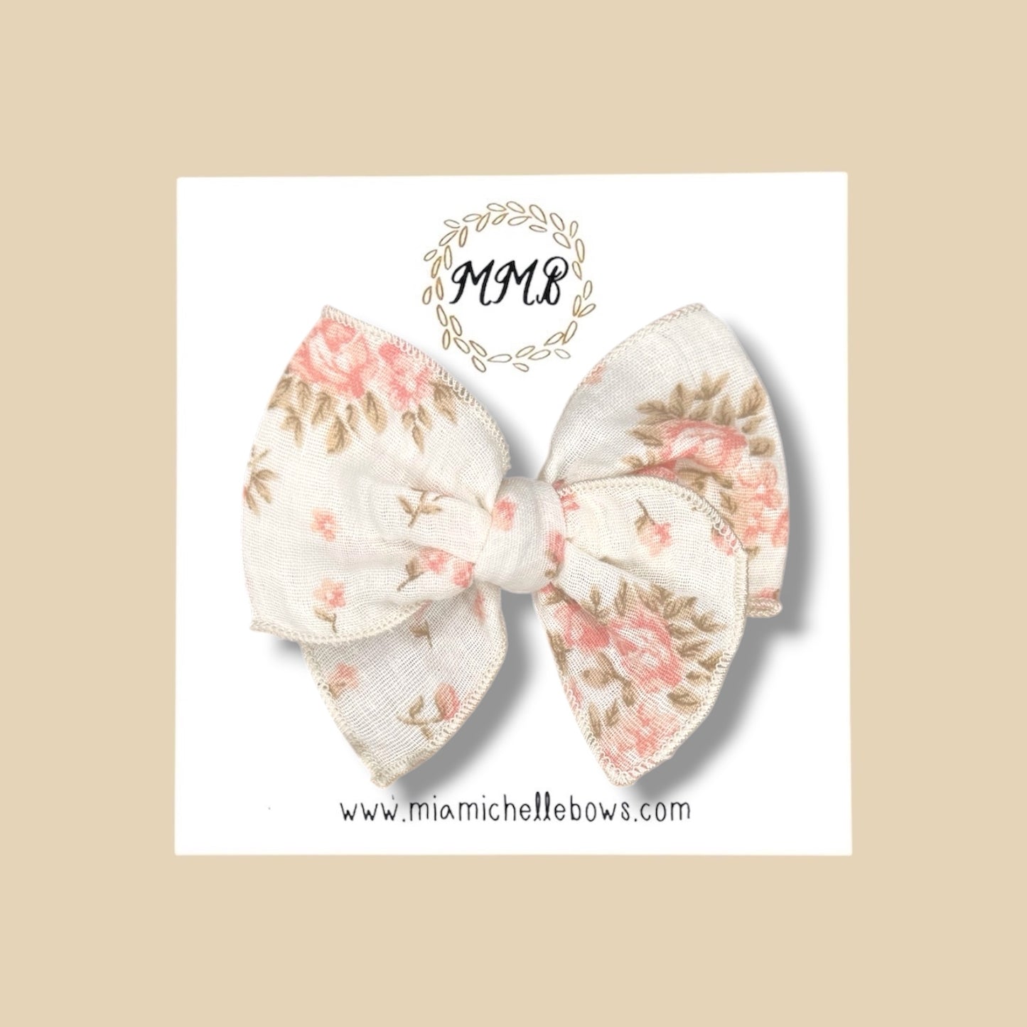 Rose Gauze Floral Fairytale Bow