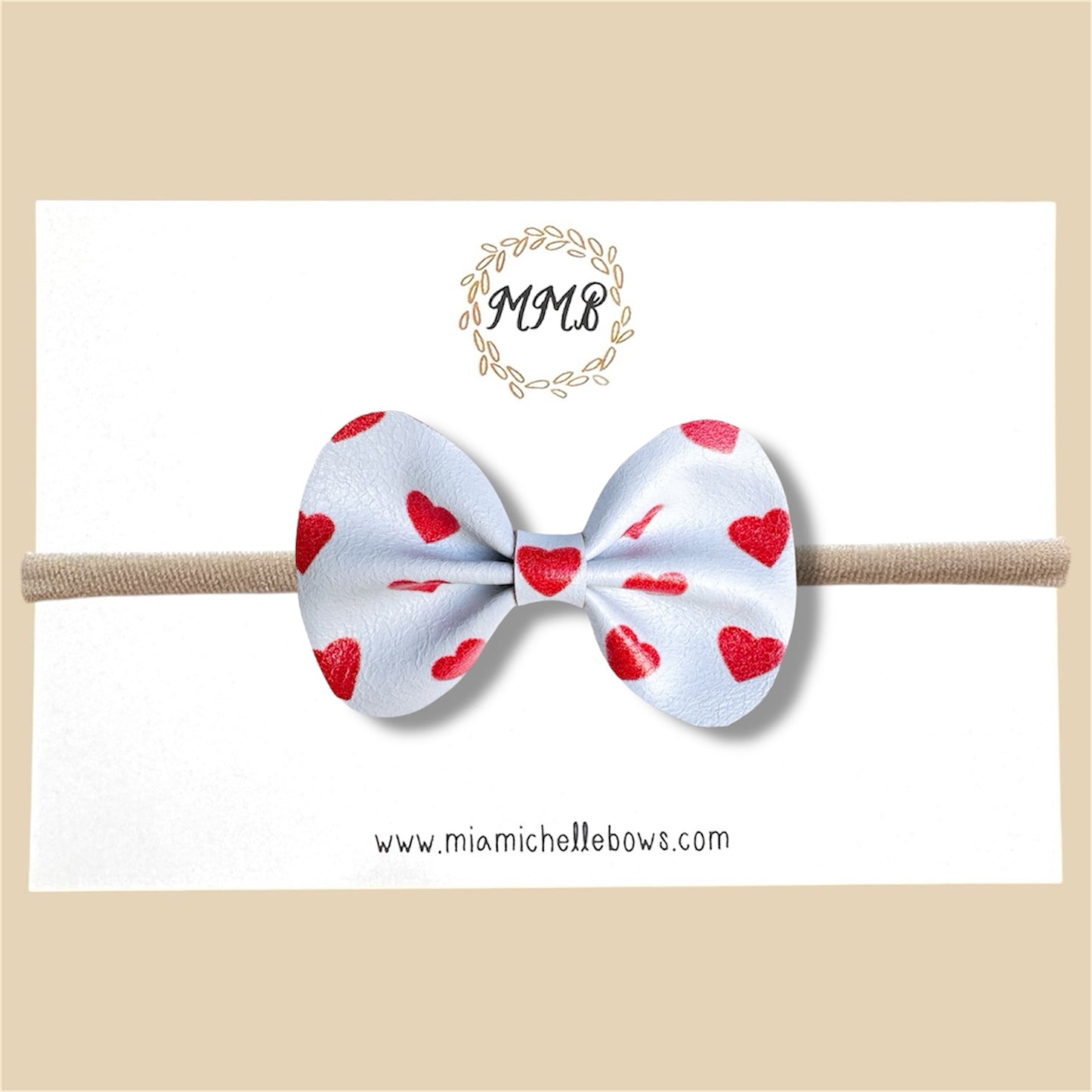 Heart Vegan Leather Bow