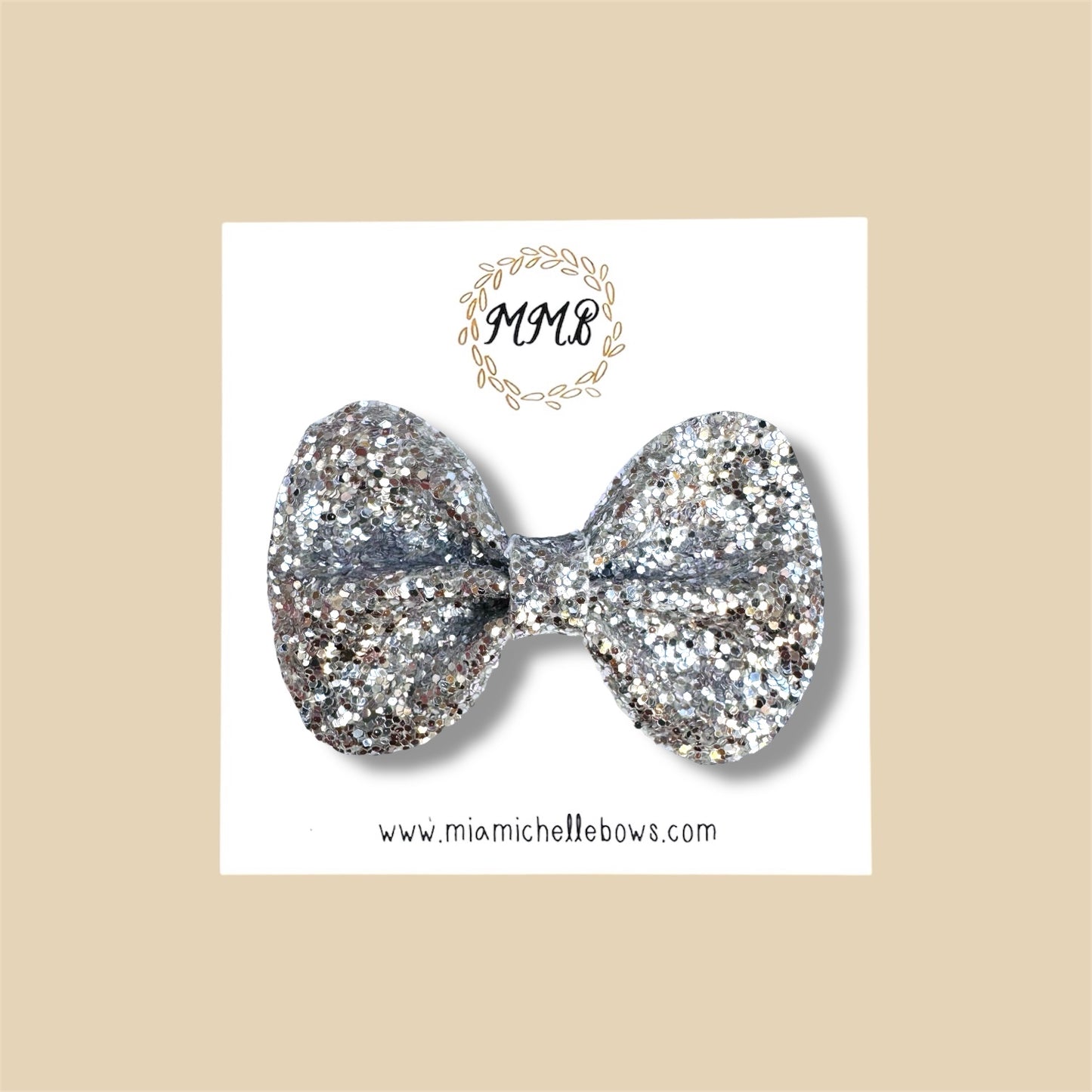 Silver Glitter Bow