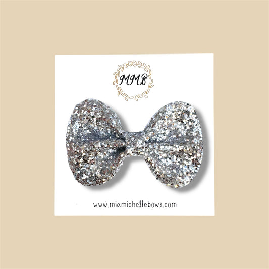 Silver Glitter Bow