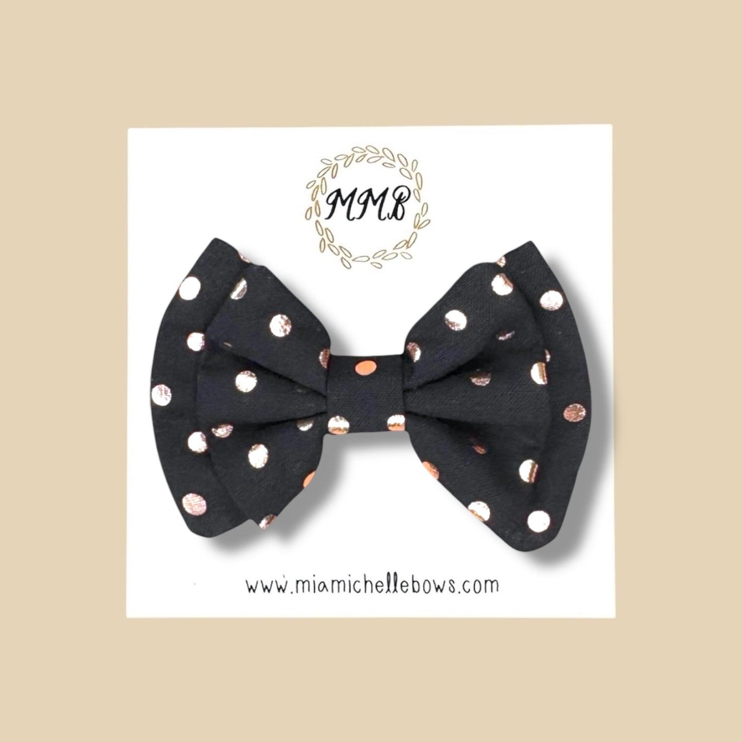 Black Rose Gold Dot Double Layer Bow