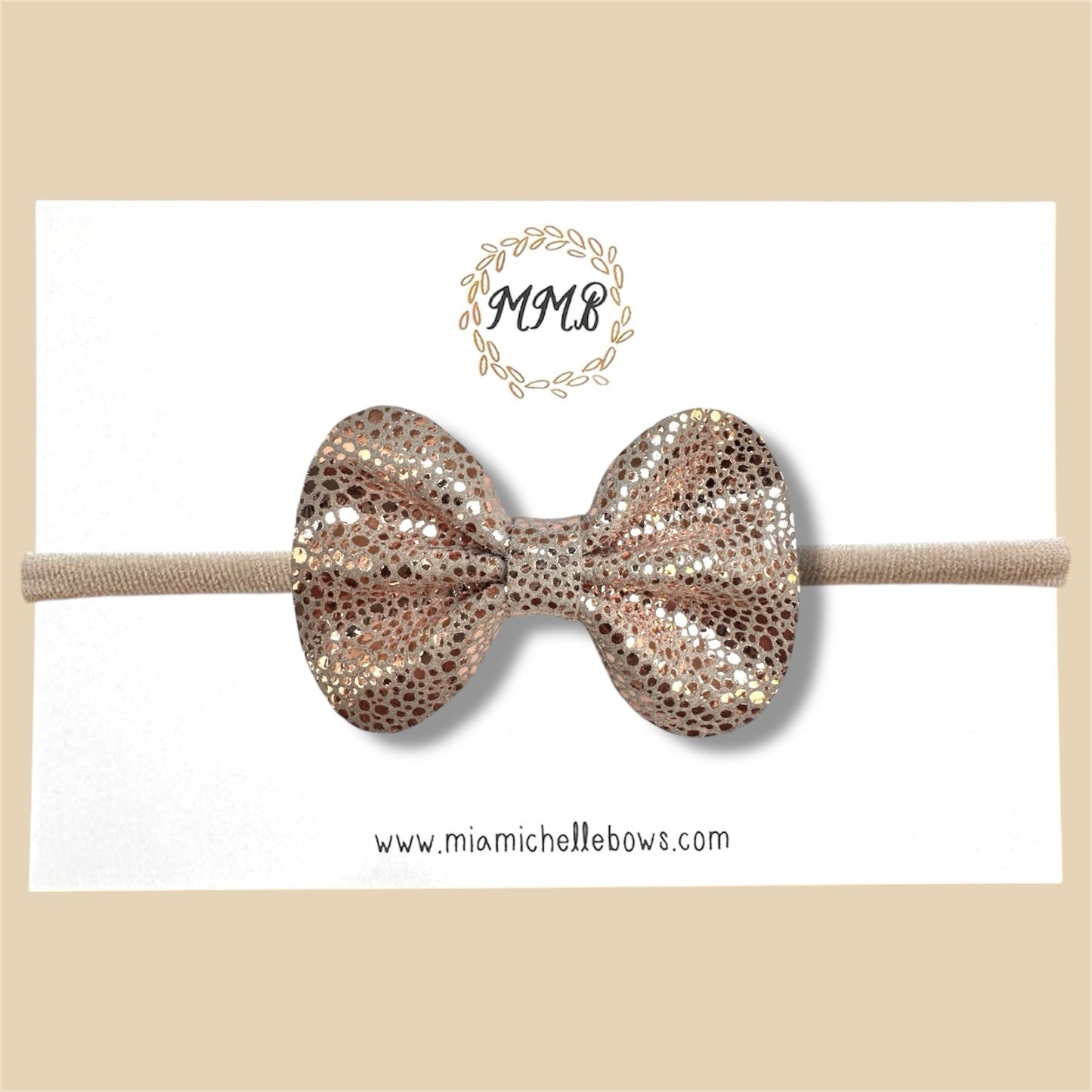 Rose Gold Speckled Genuine Leather Bow