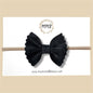 Black Suede Scalloped Genuine Leather Bow