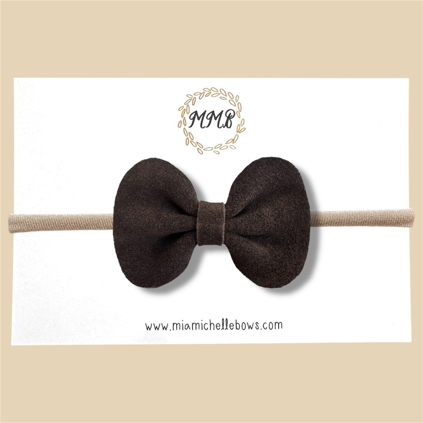 Dark Brown Suede Genuine Leather Bow