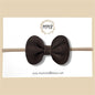 Dark Brown Suede Genuine Leather Bow