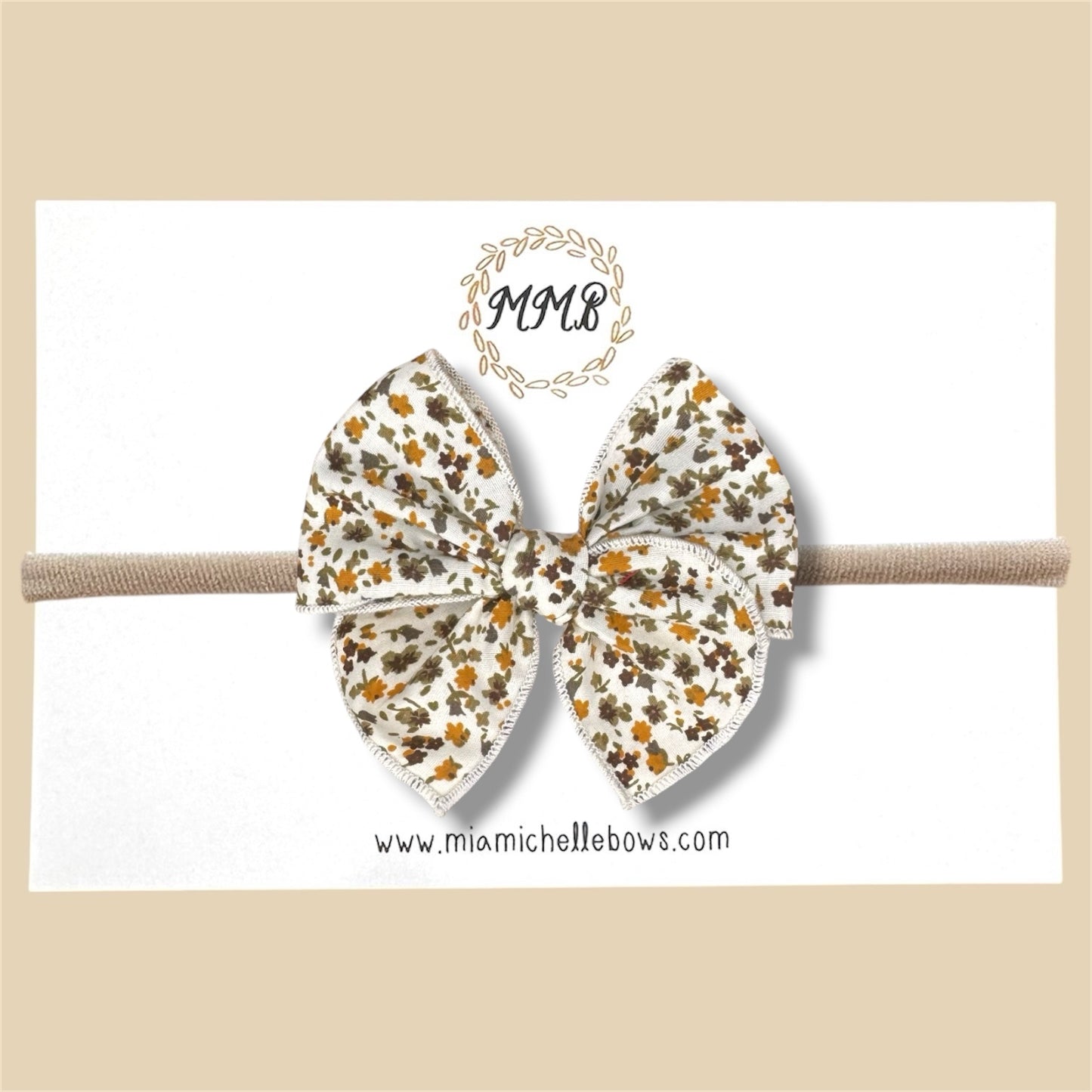 Mustard & Brown Floral Fairytale Bow