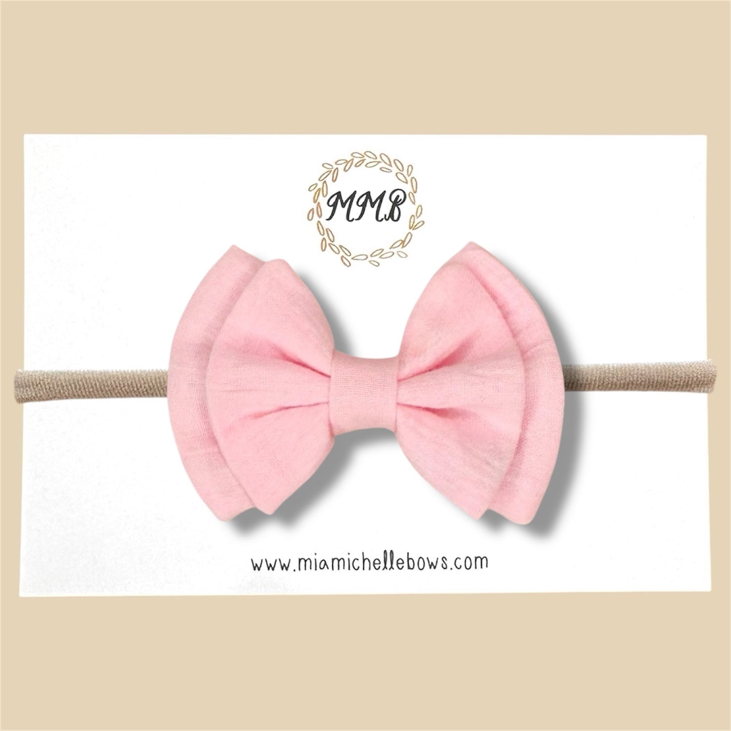 Double Layer Gauze Bow in Pink