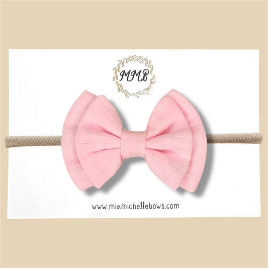 Double Layer Gauze Bow in Pink