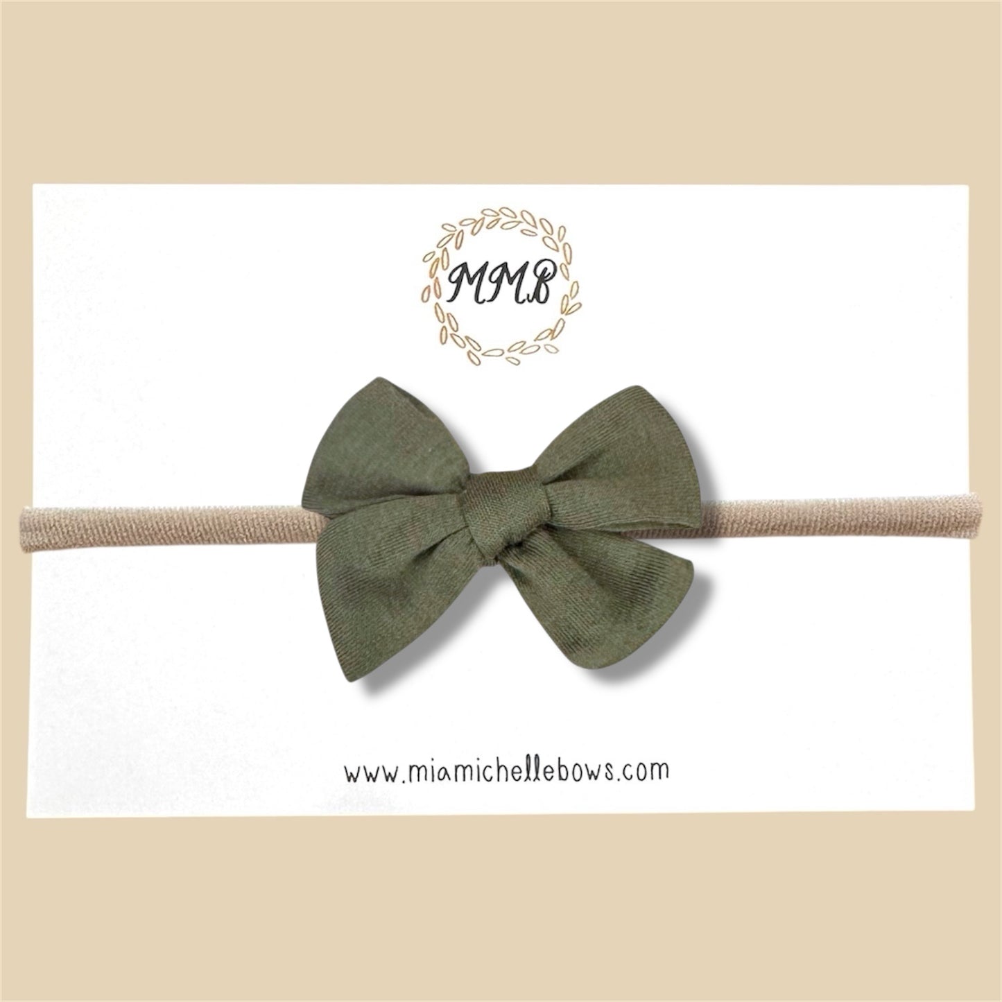 Olive Stretch Knit Hand Tied Bow