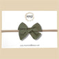 Olive Stretch Knit Hand Tied Bow