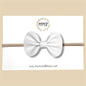 White Pebbled Genuine Leather Bow