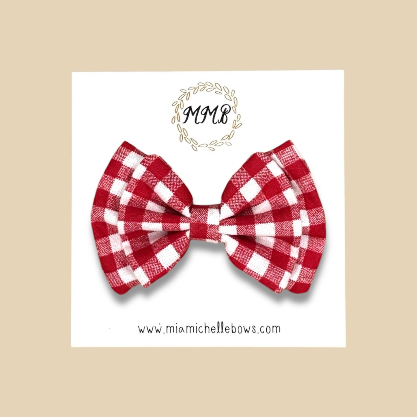 Double Layer Bow in Red Gingham