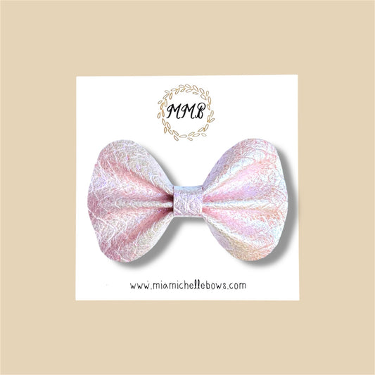 Pink Dragon Iridescent Vegan Leather Bow