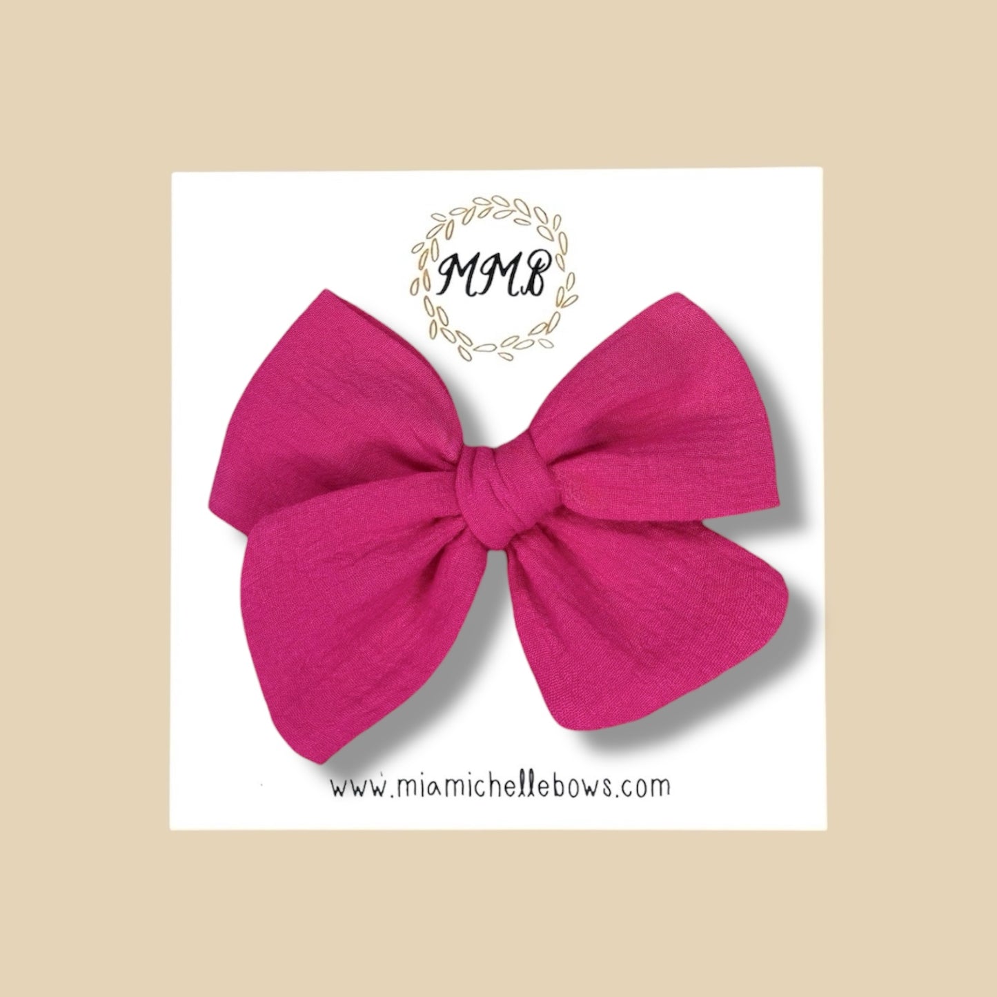 Hand-tied Gauze Bow in Magenta