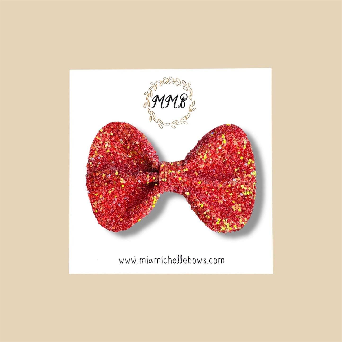 Red Orange Glitter Bow