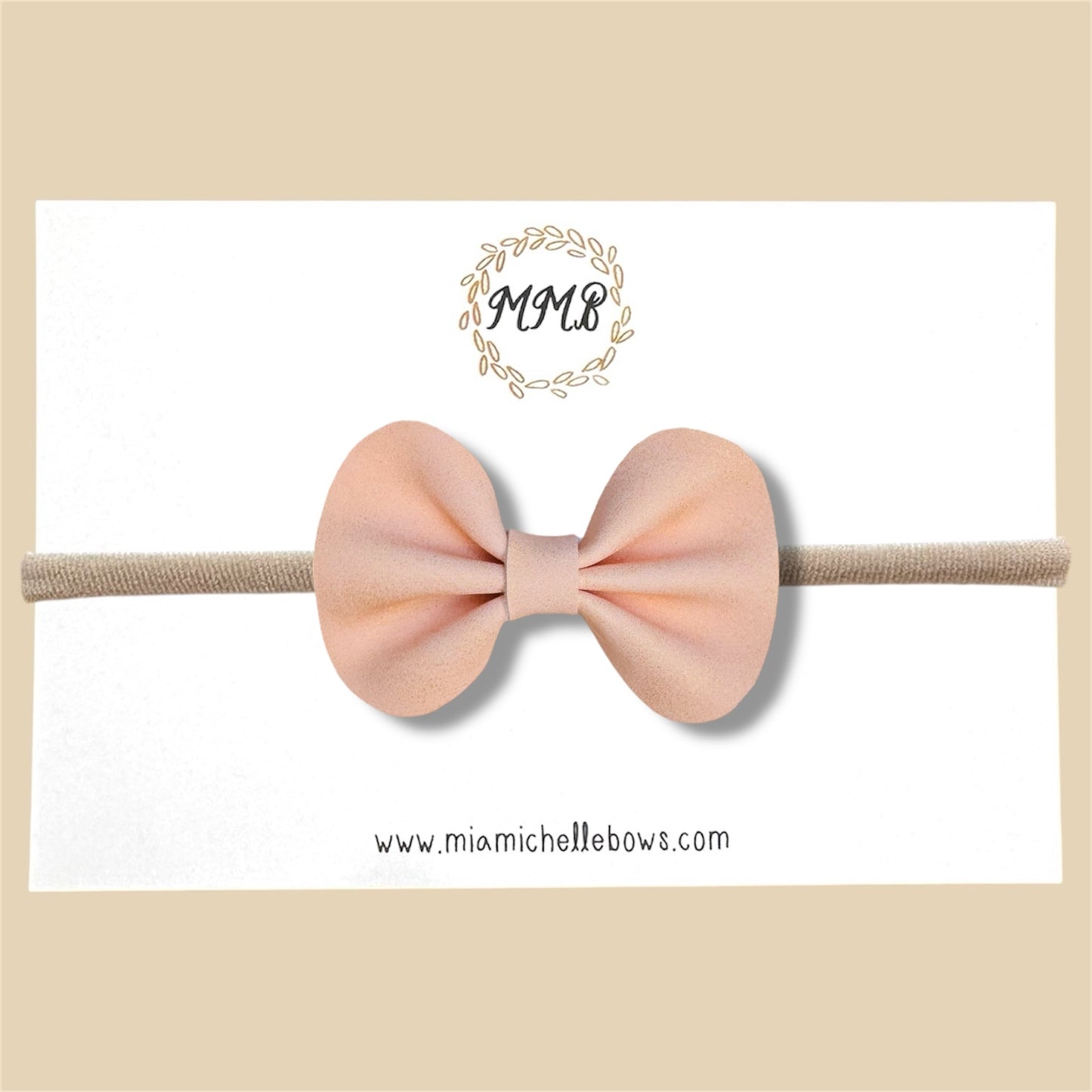 Peach Vegan Leather Bow