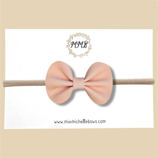 Peach Vegan Leather Bow