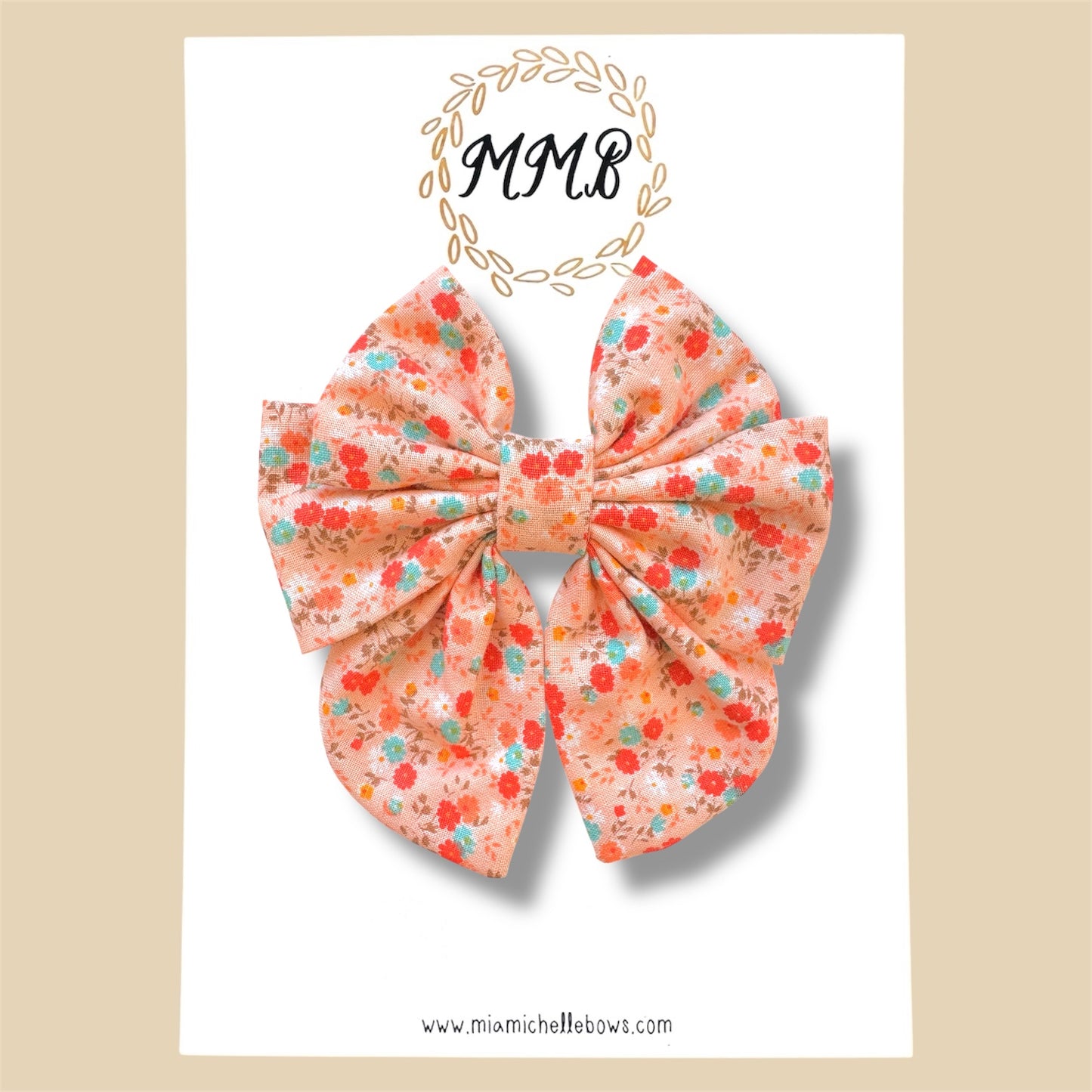 Peachy Orange Floral Luxe Bow