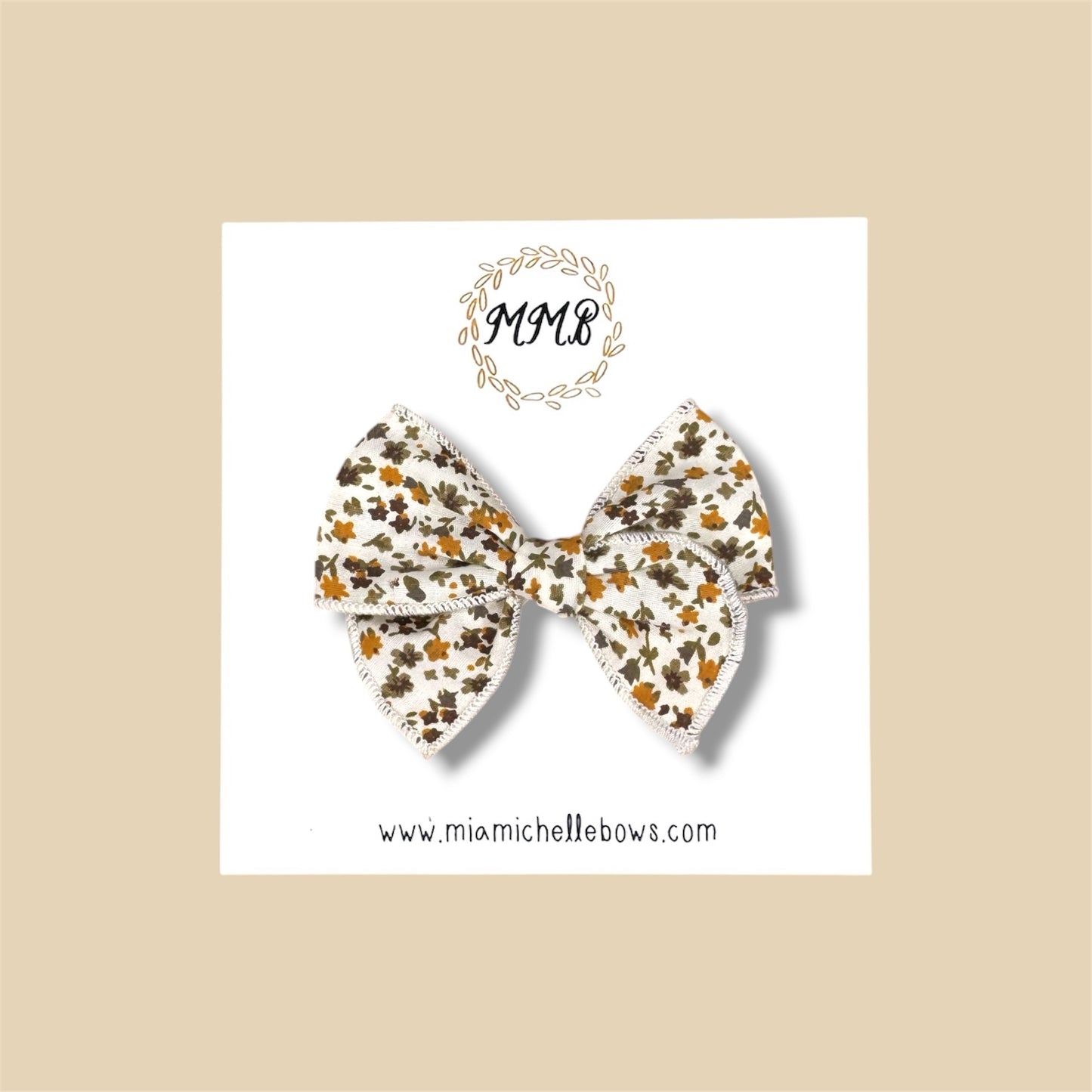 Mustard & Brown Floral Fairytale Bow