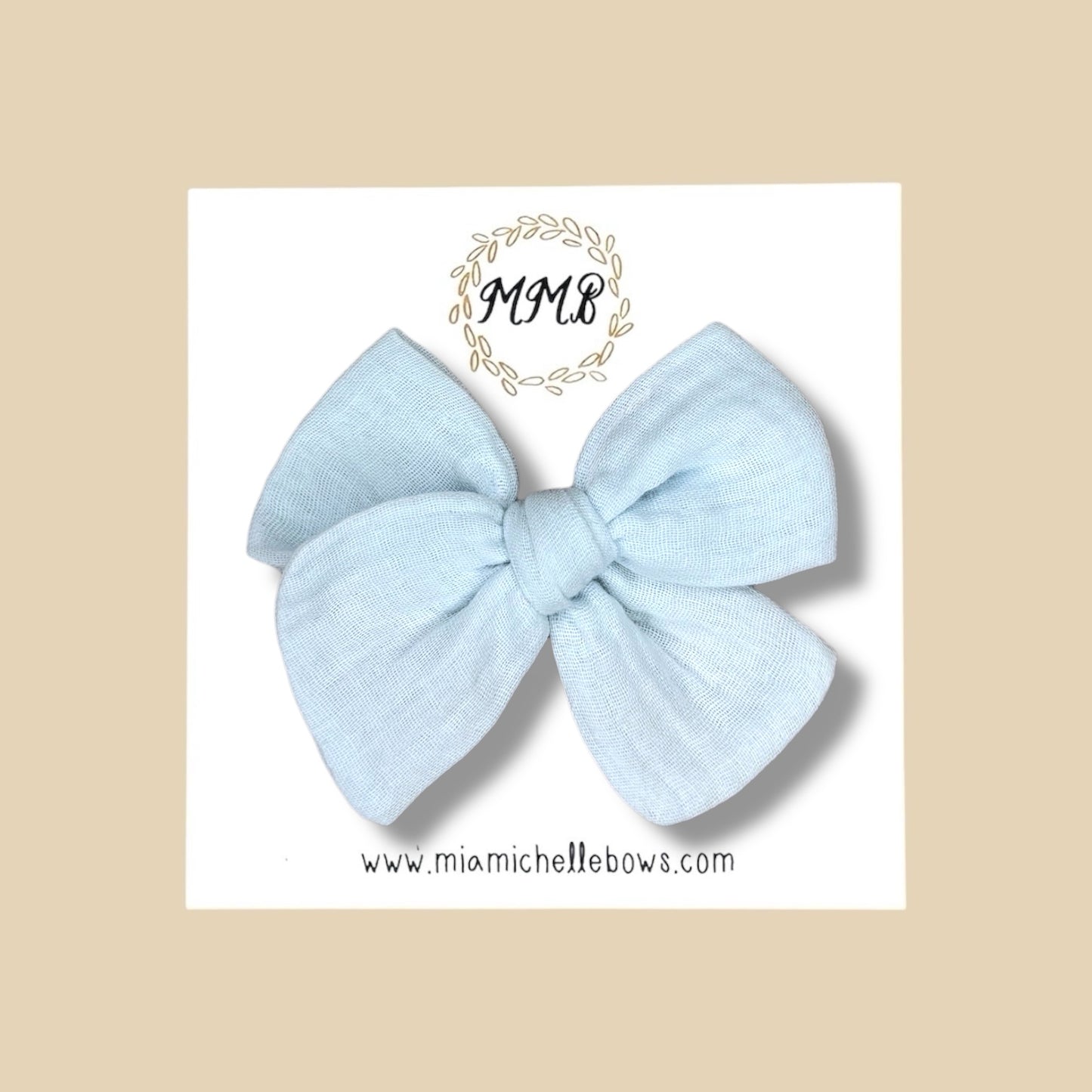 Hand-tied Gauze Bow in Sky Blue